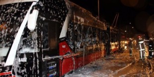 Malatya'da trambüs yangını!