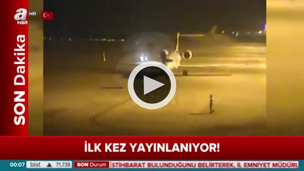 Erdoğan’ın uçağının piste indiği an!