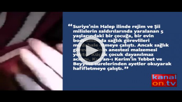 Halep’te yaralanan çocuk dualarla acısını dindirmeye çalıştı