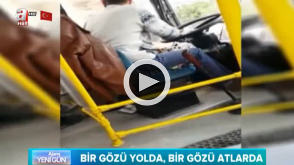 Halk otobüsü kullanırken at yarışı oynayan şoför!